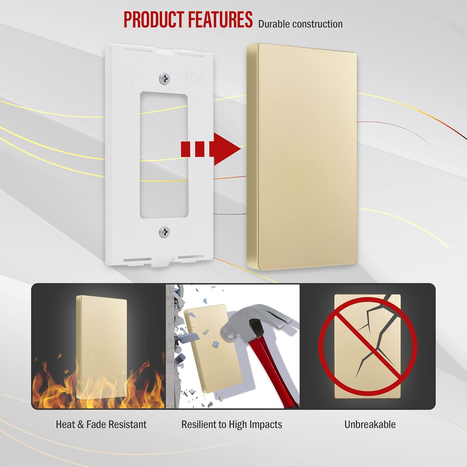 ENERLITES Screwless Blank Wall Plate, Child Safe Blank Device Outlet Cover, Standard Size, 1-Gang