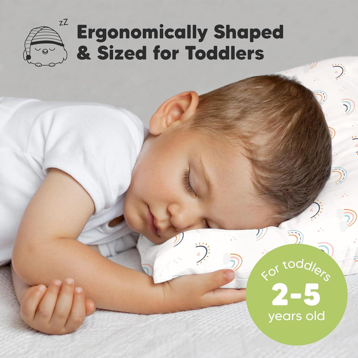 KeaBabies Toddler Pillow with Pillowcase, Jumbo 14X20 - Soft Organic Cotton Toddler Pillows for