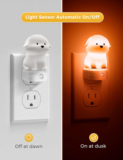 L LOHAS LED Plug in Night Light for Kids, 3D Cute Puppy Night Lights with Dusk to Dawn Sensor