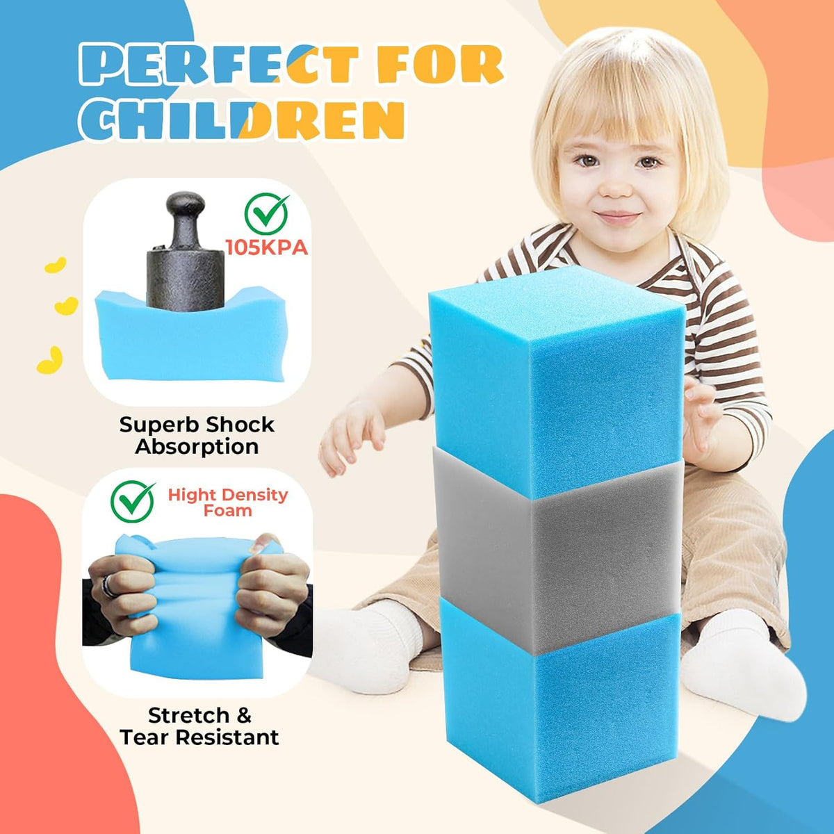 Foam Pit Cubes, 24 PCS 5 Inches Gymnastics Foam Blocks Trampoline Blocks, Multi-Sport Protective