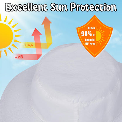 Baby Sun Hat Kids Summer UPF 50+ Toddler Bucket Hat Wide Brim Adjustable Beach Hats for Boys Girls