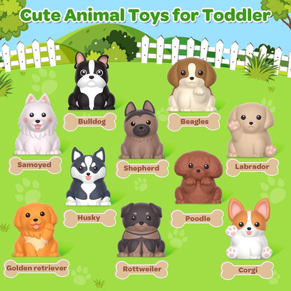 Toddler Toys for 1 2 3 Year Old, 20 Pcs Dog Toys for Kids, Montessori Educational Counting
