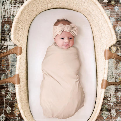 GRSSDER Newborn Blanket, Ultra Soft Jersey Receiving Blanket with Matching Headband and Beanie Set