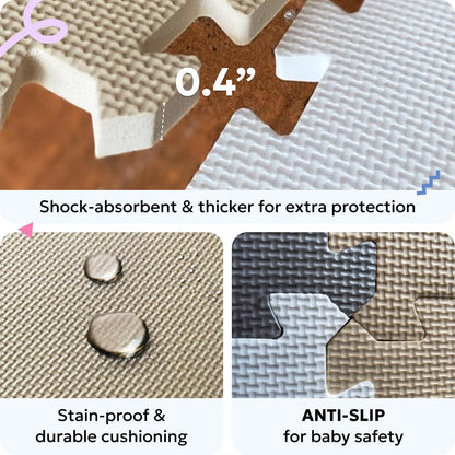 MioTetto Baby Play Mat, Comfortable Playtime Mat – Portable Foam Floor Tiles, Safe Baby mat for