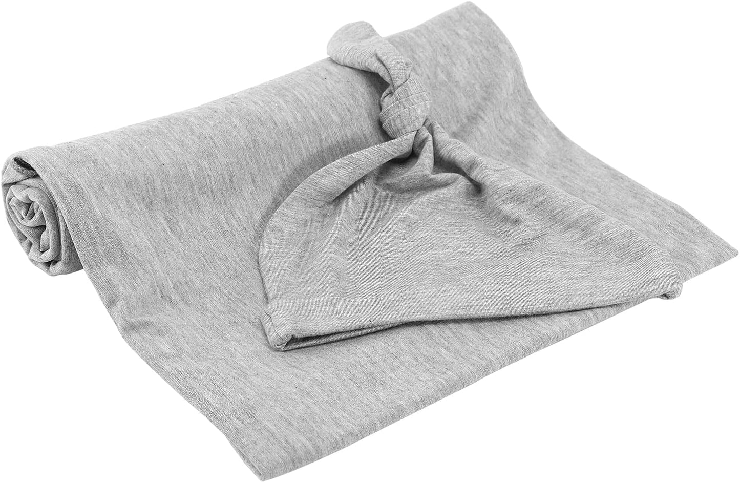 iEvolve Cotton Knitted Baby Swaddle Blanket with Hat Headband Set Newborn Swaddle Wrap Receiving