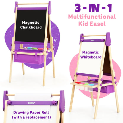 Belleur All-in-One Art Easel for Kids, Adjustable Double Sided Easel for Toddlers with Magnetic