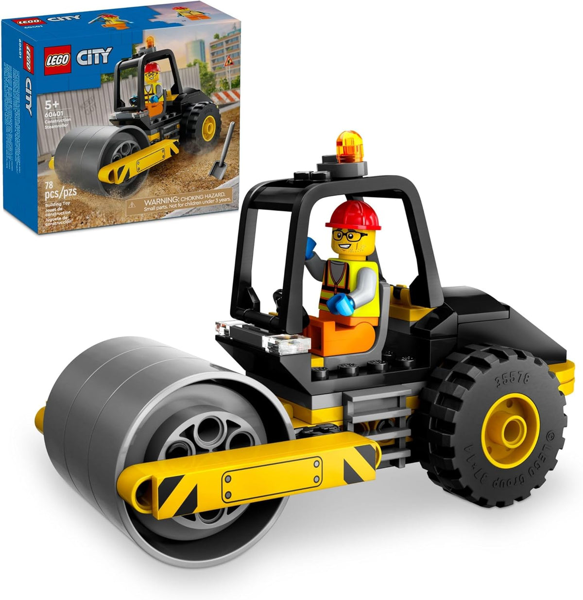 LEGO City Construction Steamroller Toy Playset, Fun Gift, Construction Toy Set for Kids Aged 5