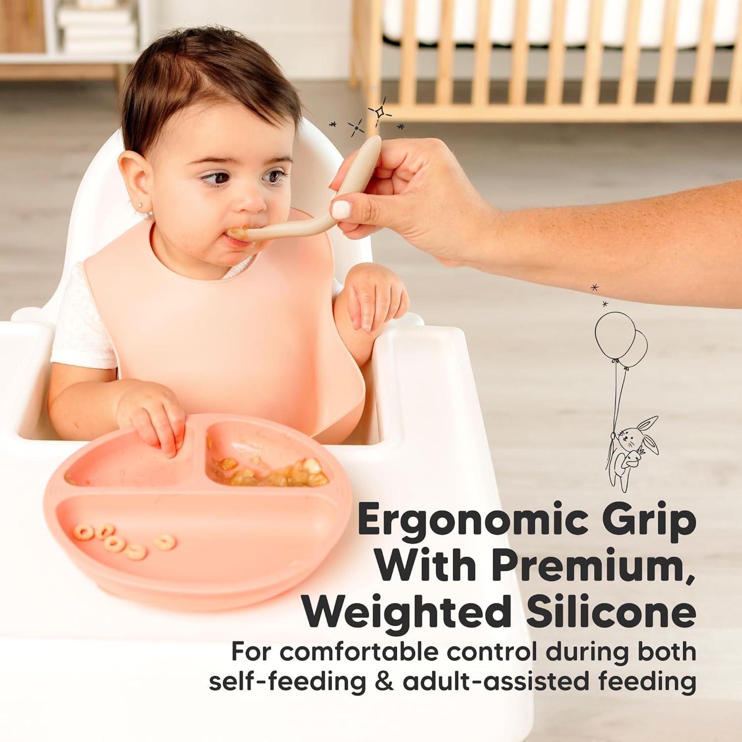 KeaBabies Silicone Baby Spoons, Self Feeding 6-12 months - 3-Pack Baby Weaning Eating Utensils