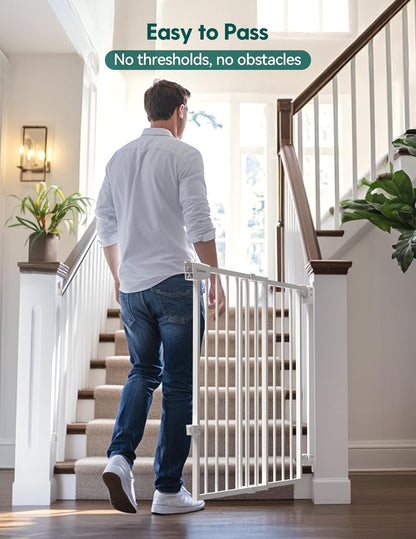 Babelio 29.7-46.5" No Bottom Bar Baby/Dog Gate for Stairs, House and Doorways, Auto Close Safety