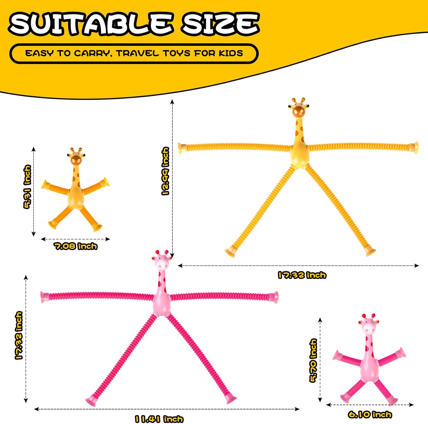 Giraffe Sensory Toys 4Pcs Gift for Toddlers Girls Year Old Ages 3 4 5 6 7 8 9 10, Suction Autism