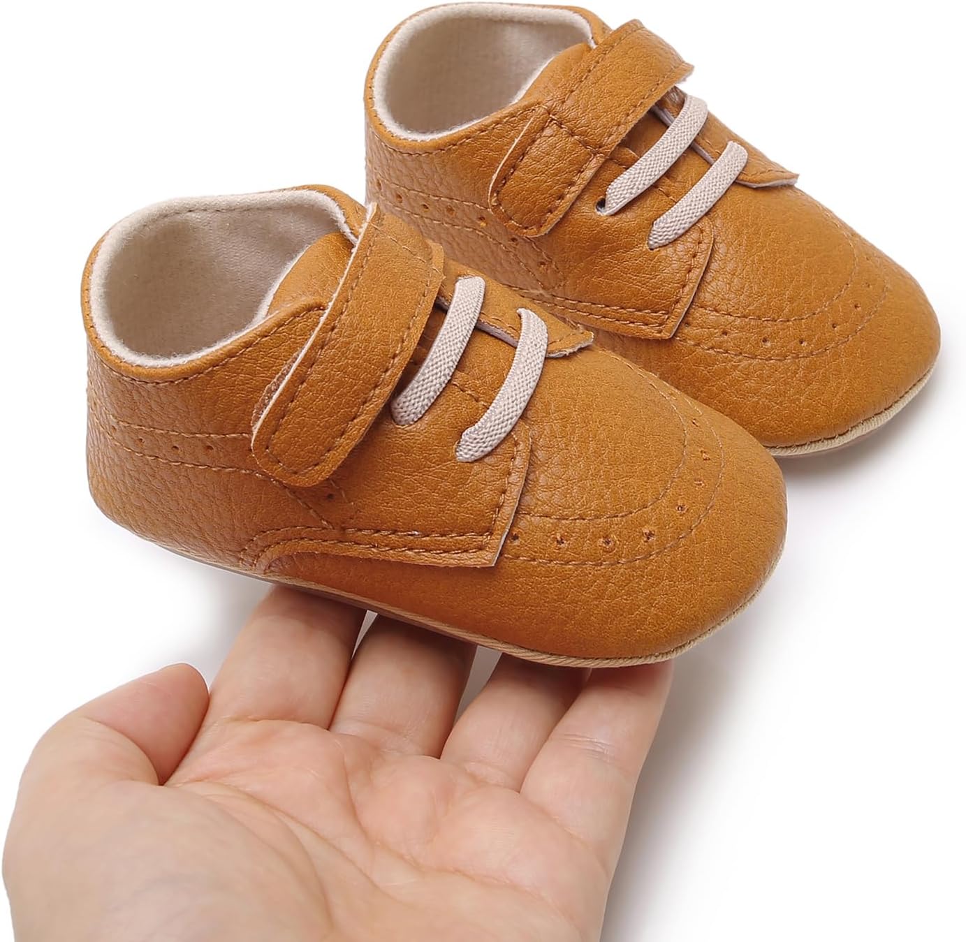 SOFMUO Baby Boys Girls High Top Ankle PU Leather Sneakers Soft Rubber Sole Infant Moccasins Newborn