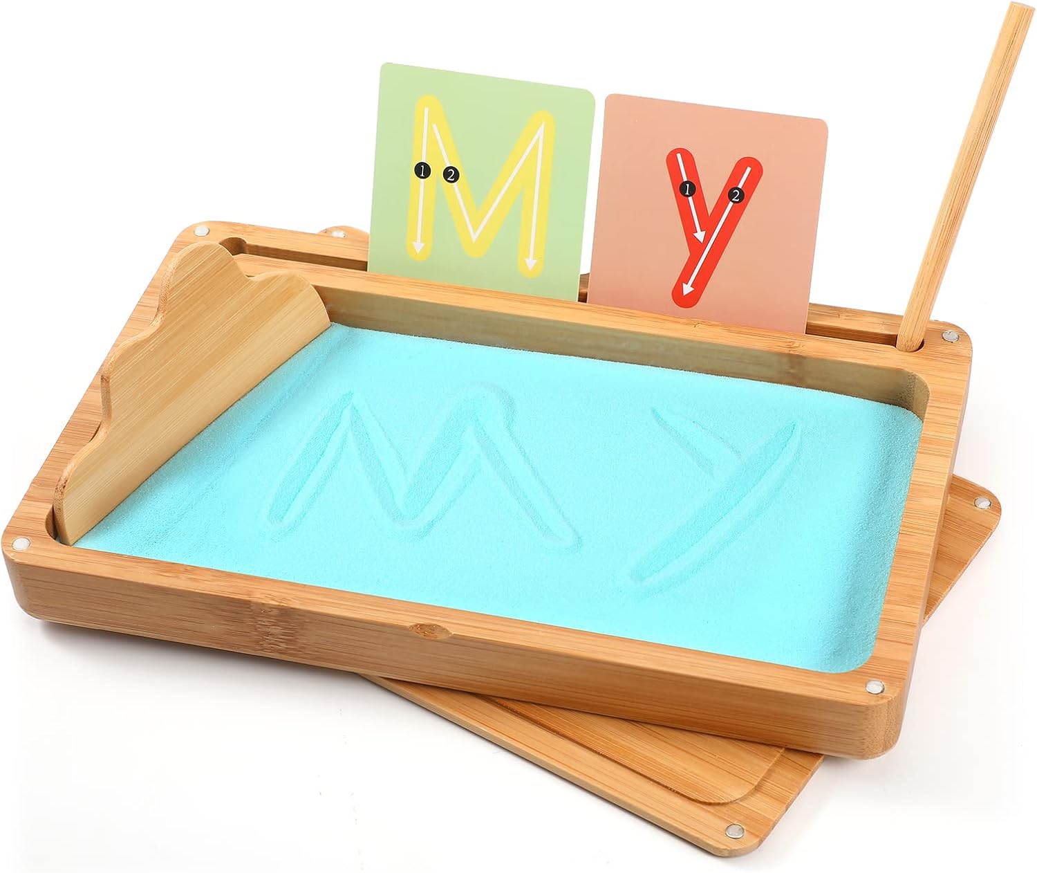 Montessori Sand Tray with Lid - Wooden Sand Trays for Kids Writing Letters and Numbers, Preschool