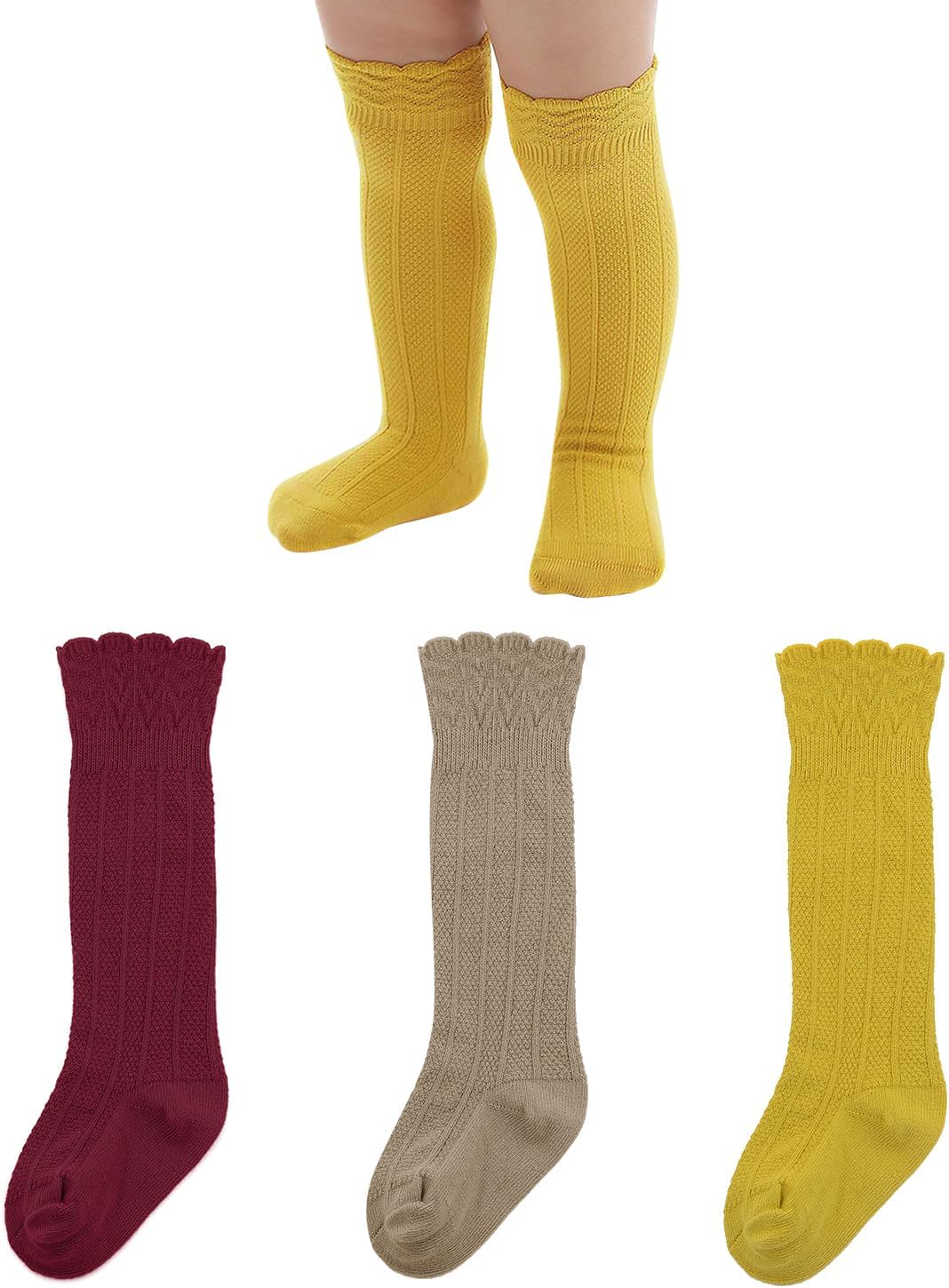 Zando Baby Knee High Socks - Infant to Toddler, Cotton Ruffle Socks, Warm Girls & Boys Long