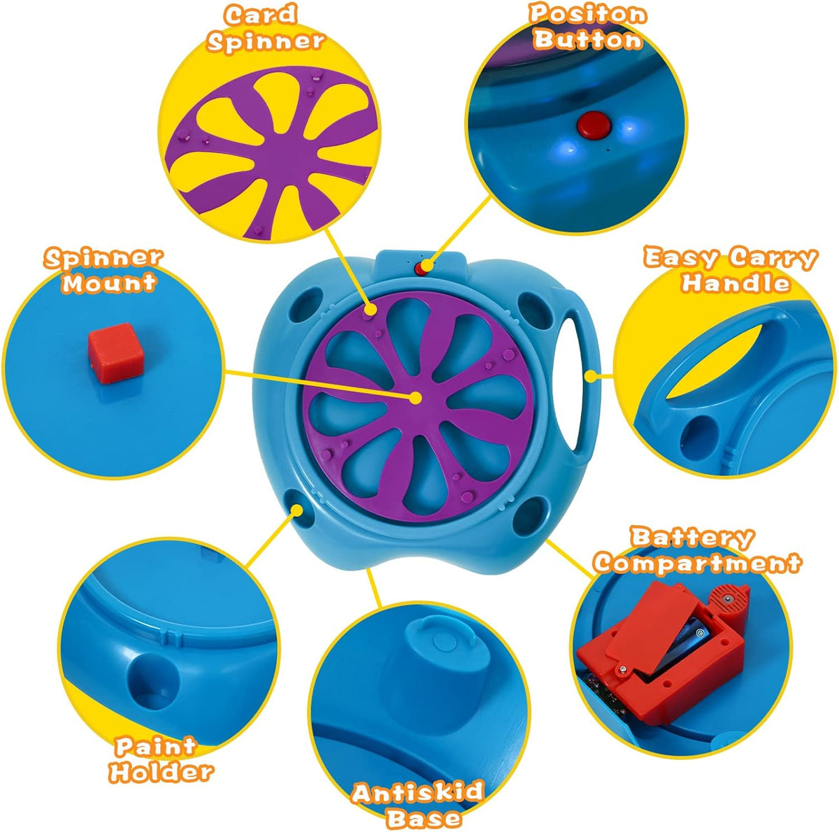 Spin Art Machine Variable Speed, Battery Operated Spinner - Paint Spinner with Splatter Guard