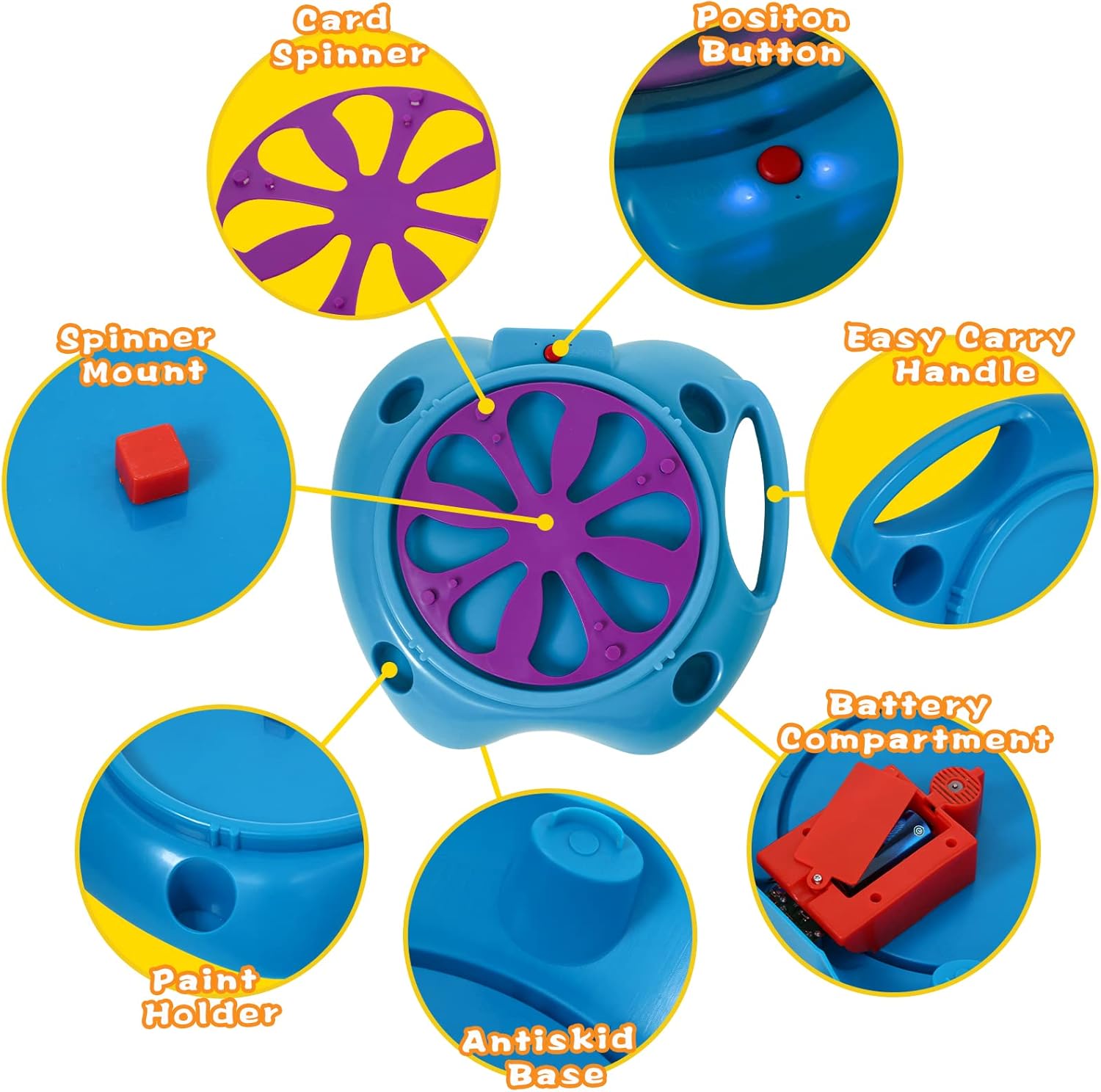 Spin Art Machine Variable Speed, Battery Operated Spinner - Paint Spinner with Splatter Guard