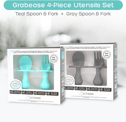 Grabease Baby Spoons and Forks Utensils for Toddlers Infants BPA-Free & Phthalate-Free Baby