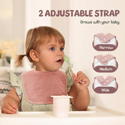 6-Pack Muslin Baby Bibs for Unisex Boys Girls, Cotton Baby Drool Bibs, Drooling and Teething Bibs