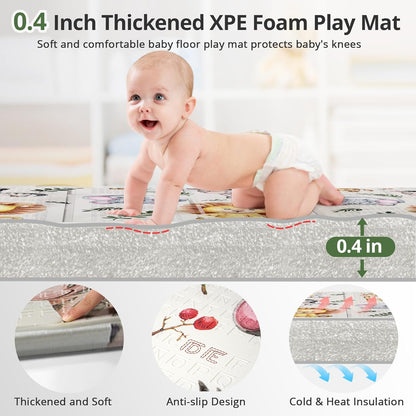 79 x 71 Foldable Large Play Mat for Babies, Non Toxic Foam Play Mat, Thick & Waterproof Baby