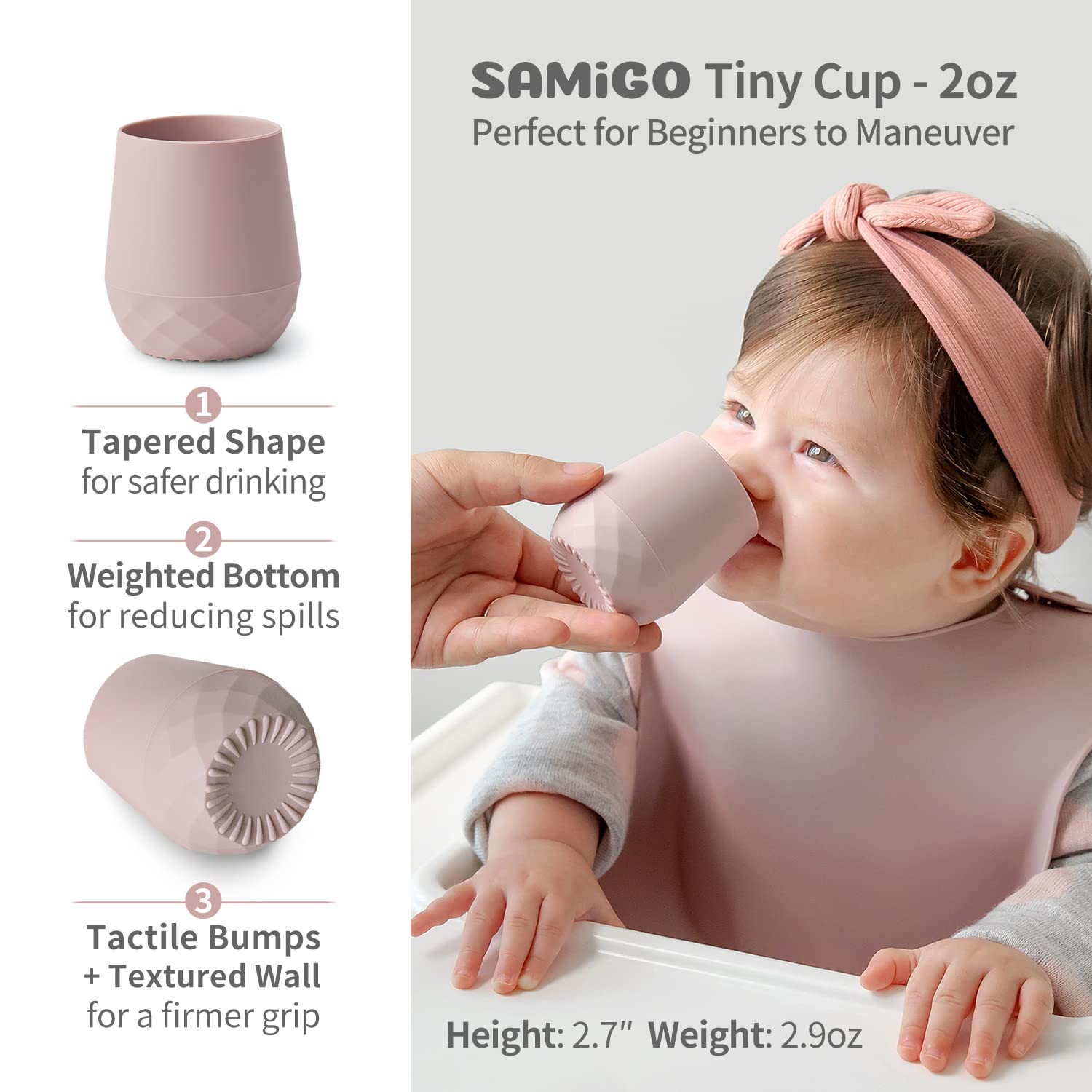 SAMiGO Silicone Baby Feeding Set, Baby Led Weaning Supplies, Suction Bowl Plate Bib Cup Self
