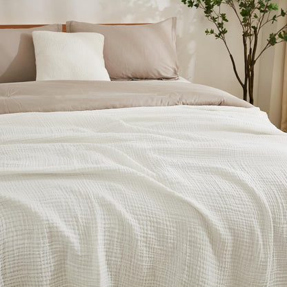 EMME Cotton Blanket Twin XL for Bed Soft Muslin Blankets 66"x90" Lightweight Breathable Layering