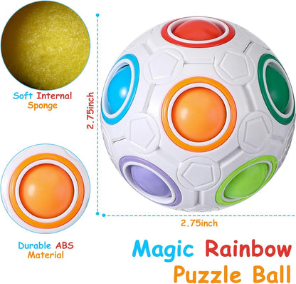 18 Pack Rainbow Puzzle Ball Magic Rainbow Ball with 3 Pack Pouches Fidget Toy Ball for Kids Speed