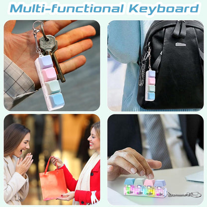 Keyboard Fidget Toys Adults Fidget Keyboard Clicker with LED Light Keychain Sensory Toys for