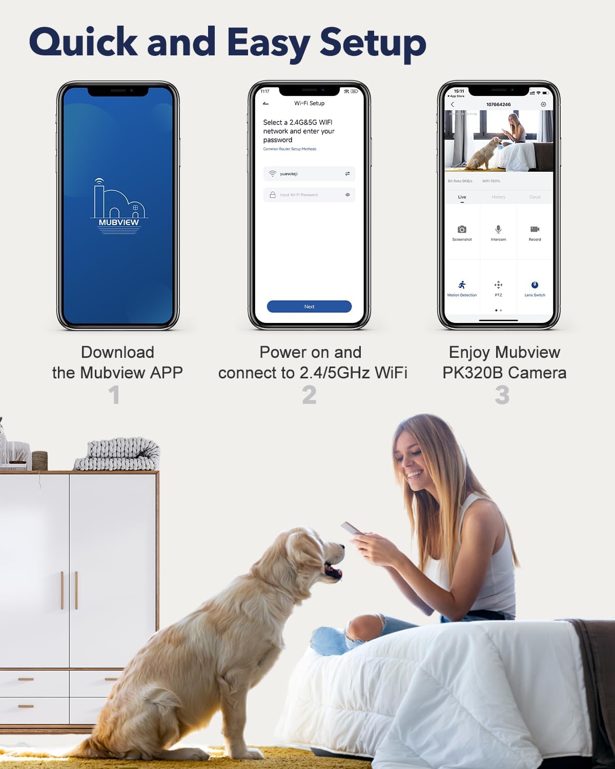Indoor Security Camera 2K, Pet Camera with Phone App, WiFi Cameras for Home Security Camera for
