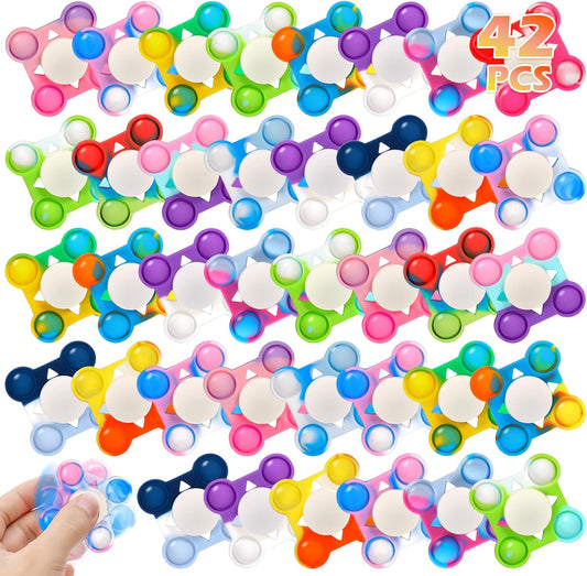 42 PCS Pop Fidget Spinners - Colorful Party Favors for Kids - Sensory Toys for Stress Relief and