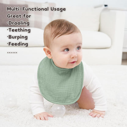 Susurration Muslin Baby Drool Bibs 10Pack Soft Square Adjustable Bandana Bibs for Unisex Baby Girls