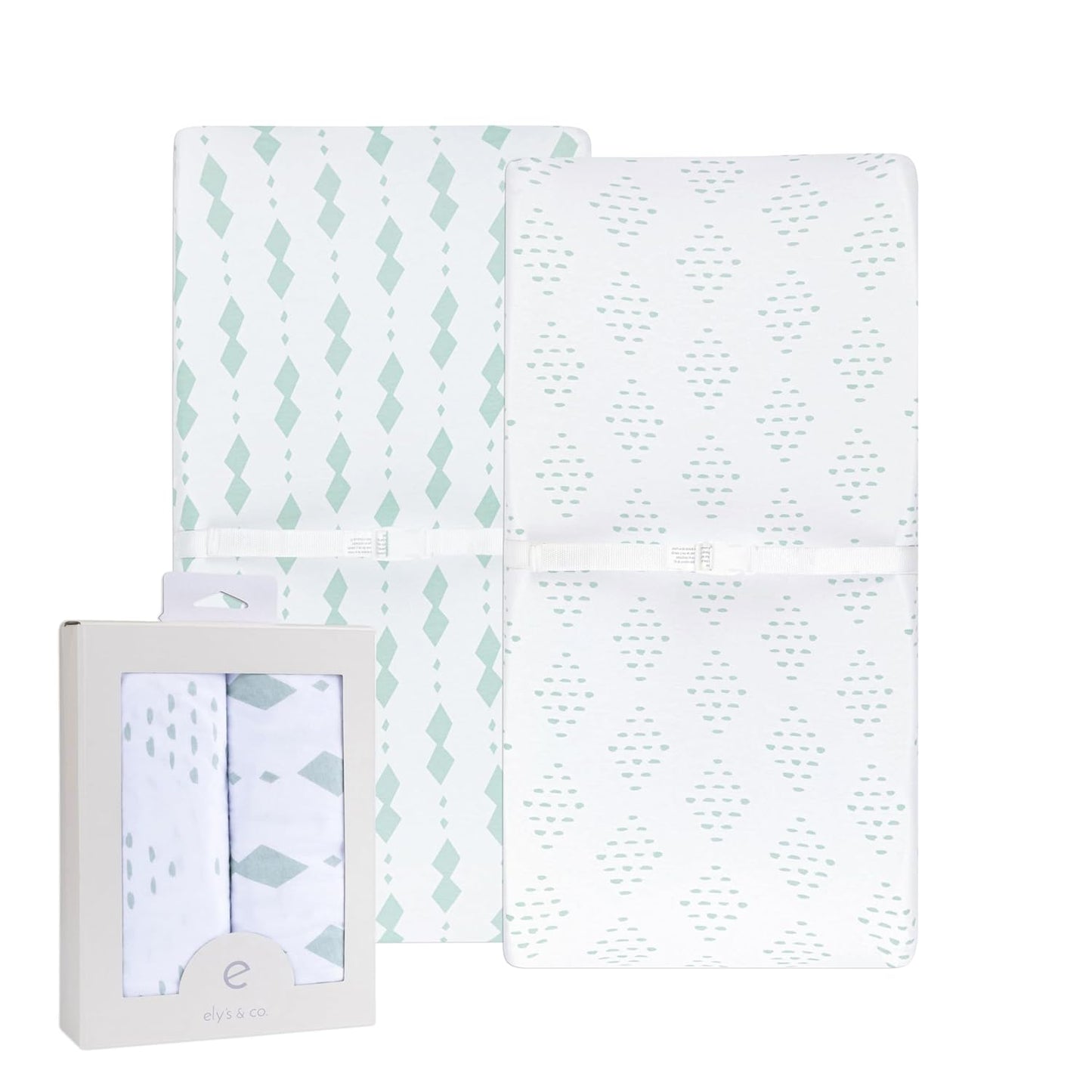 Changing Pad Cover - Cradle Sheets Fits Baby Mattress Sheet 36" X 18 - Unisex Grey Sage Diamond - 2