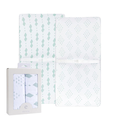 Changing Pad Cover - Cradle Sheets Fits Baby Mattress Sheet 36" X 18 - Unisex Grey Sage Diamond - 2