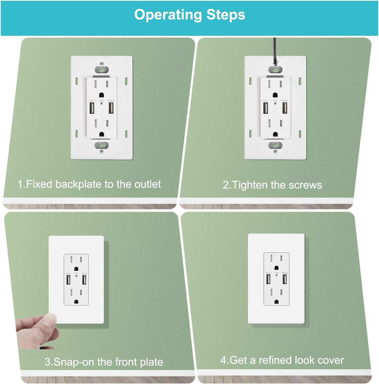 20 Pack 1-Gang Screwless Wall Plate, Decora Outlet Cover Plates, 4.57” H x 2.76” L, for Light