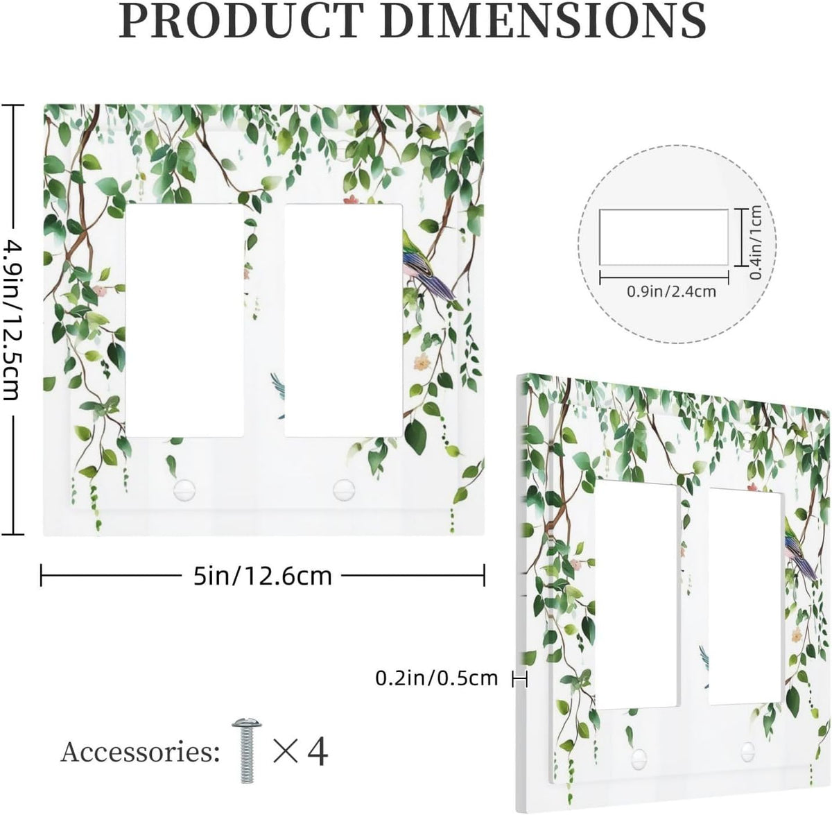 Decorative Outlet Covers Green Leaves Bird Eucalyptus Sage Plant 2 Gang Double Gfci Rocker