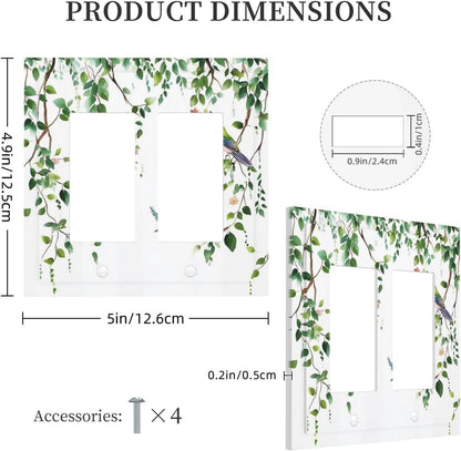 Decorative Outlet Covers Green Leaves Bird Eucalyptus Sage Plant 2 Gang Double Gfci Rocker