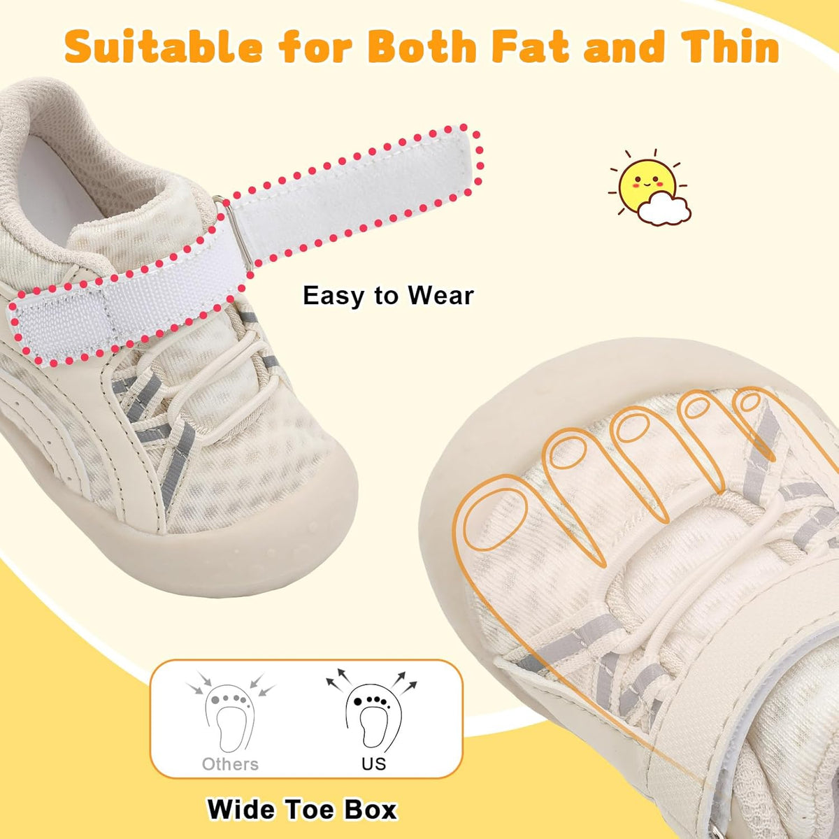 FEETCITY Wide Baby Shoes Boys Girls Baby Barefoot Shoes Breathable Infant Walking Shoe Crib Sock