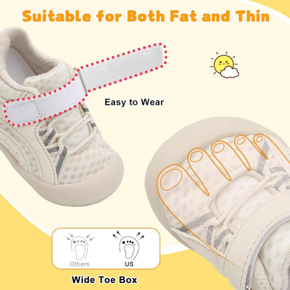 FEETCITY Wide Baby Shoes Boys Girls Baby Barefoot Shoes Breathable Infant Walking Shoe Crib Sock