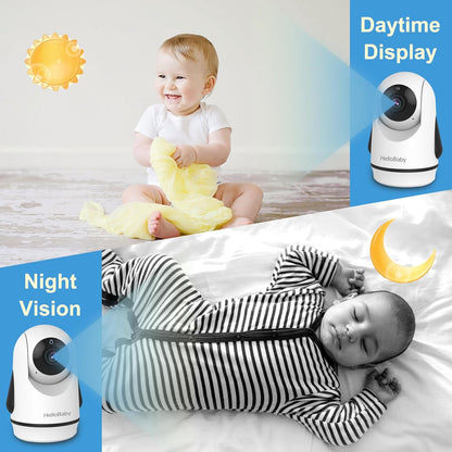 HelloBaby Video Baby Monitor with 2 Cameras and 5 Inch Split Screen Display, Remote Control Cameras