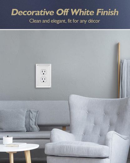 4-Pack Duplex Outlet Covers, Off White Electrical Outlet Cover Plate, Metal Wall Plate for