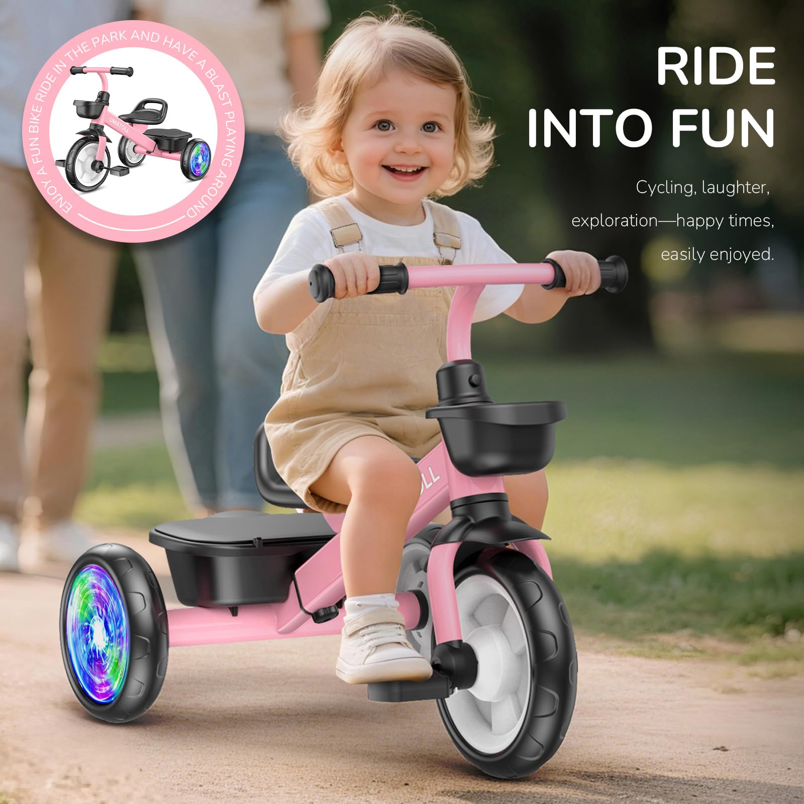 Umatoll Tricycle for Toddlers 2-5 Year Old, Birthday Gift for Girl Age 2-4