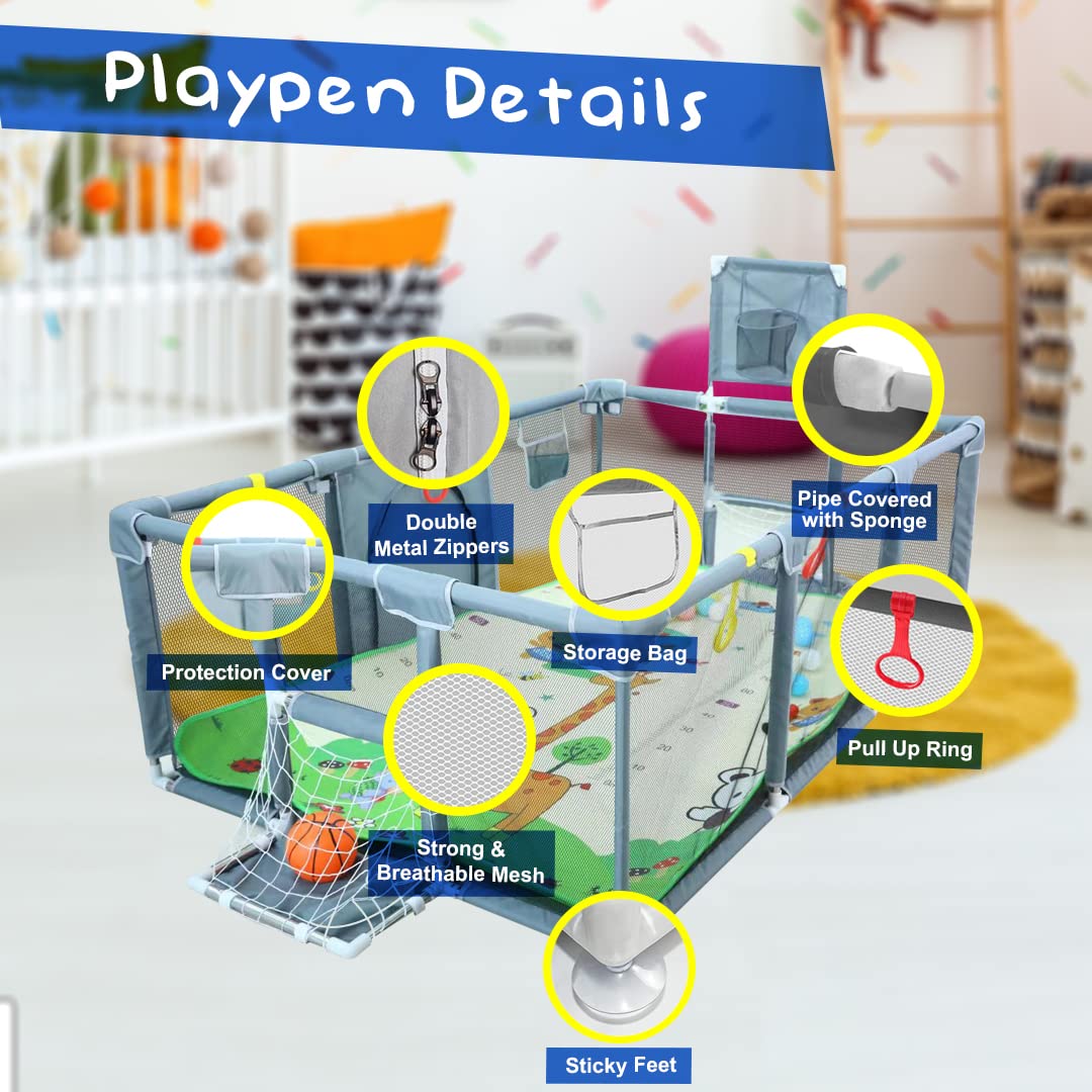 Upgrated Baby Playpen with Mat, Playpen for Babies and Toddlers, Large Playpen with Mat, Sport