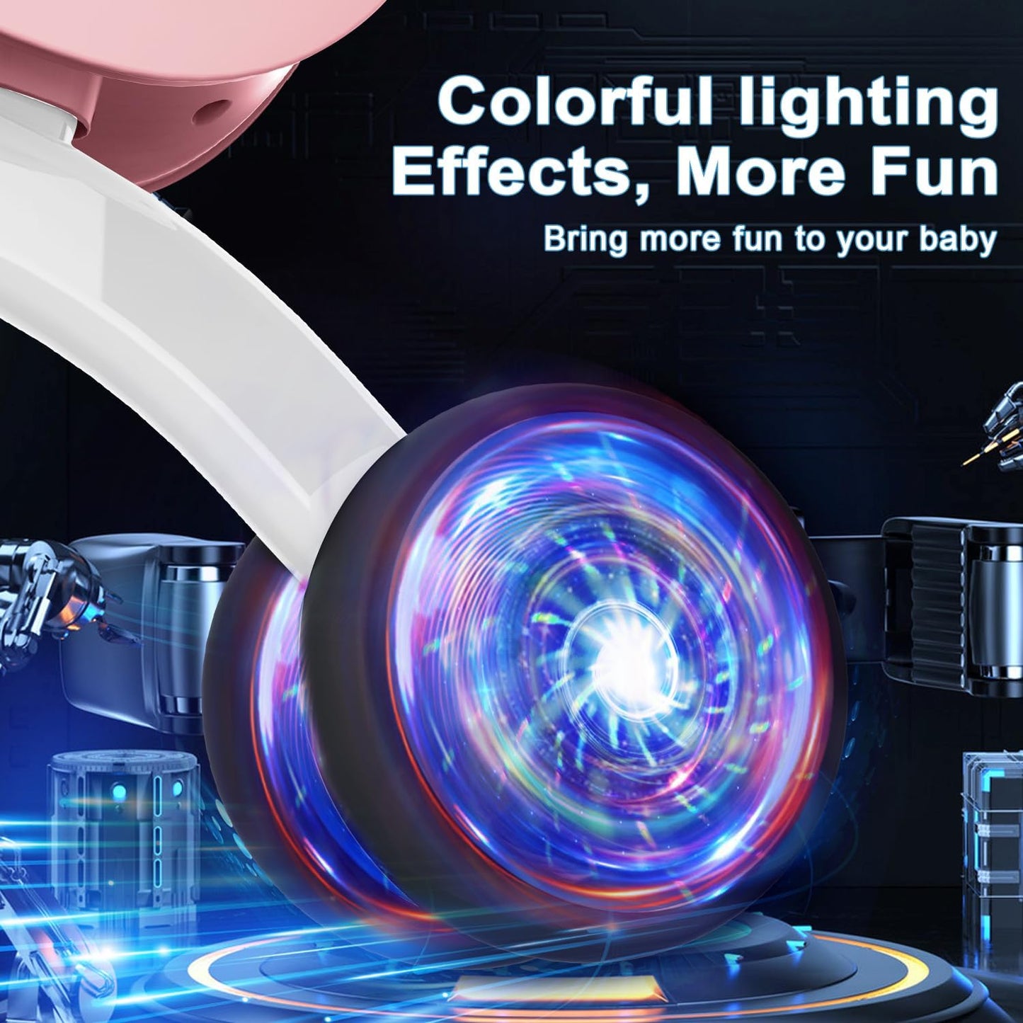 Colorful Lighting Baby Balance Bike Toys for 1 Year Old Girl Gifts, 10-36 Month Toddler Balance