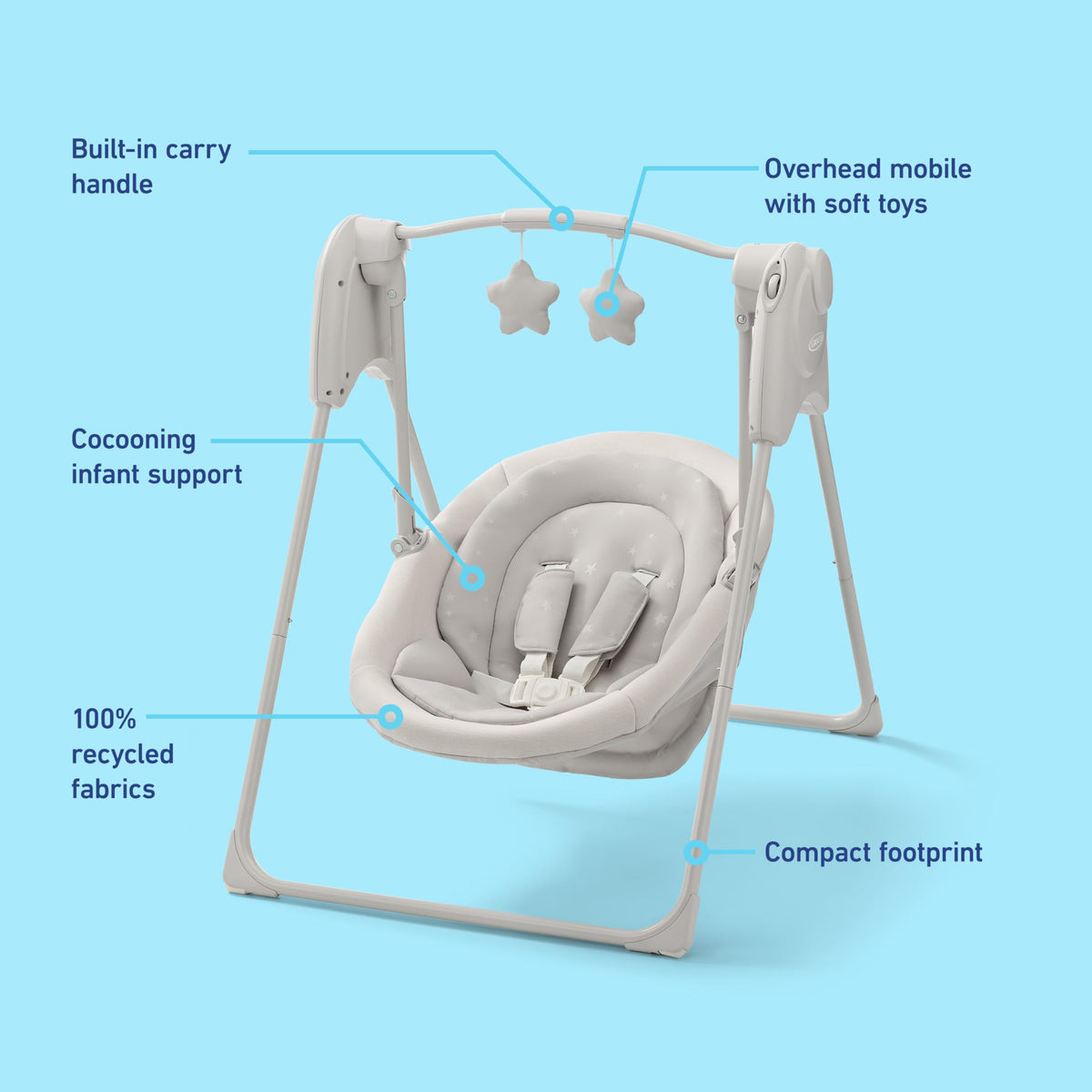 Graco Slim Spaces Compact Baby Swing - Indoor Infant Swing, Baby Registry Must Have, Gifts for New
