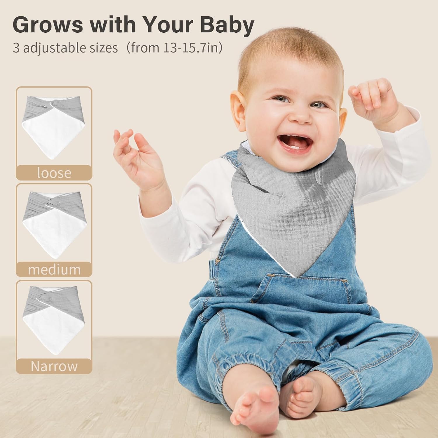 Muslin Baby Bibs,Soft Triangular Baby Bandana Drool Bibs for Baby Boy Girl,Solid Colors Bib for
