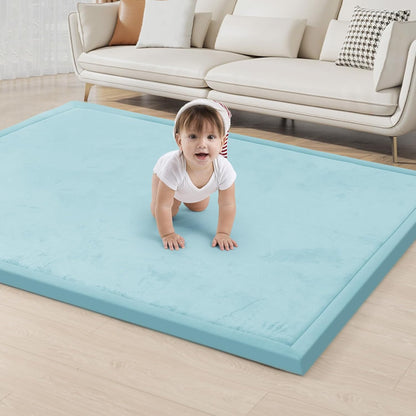 ACOMOPACK Baby Play Mat for Floor 1.3" Thick Memory Foam Play Mat 79"×118" Tummy Time Crawling with