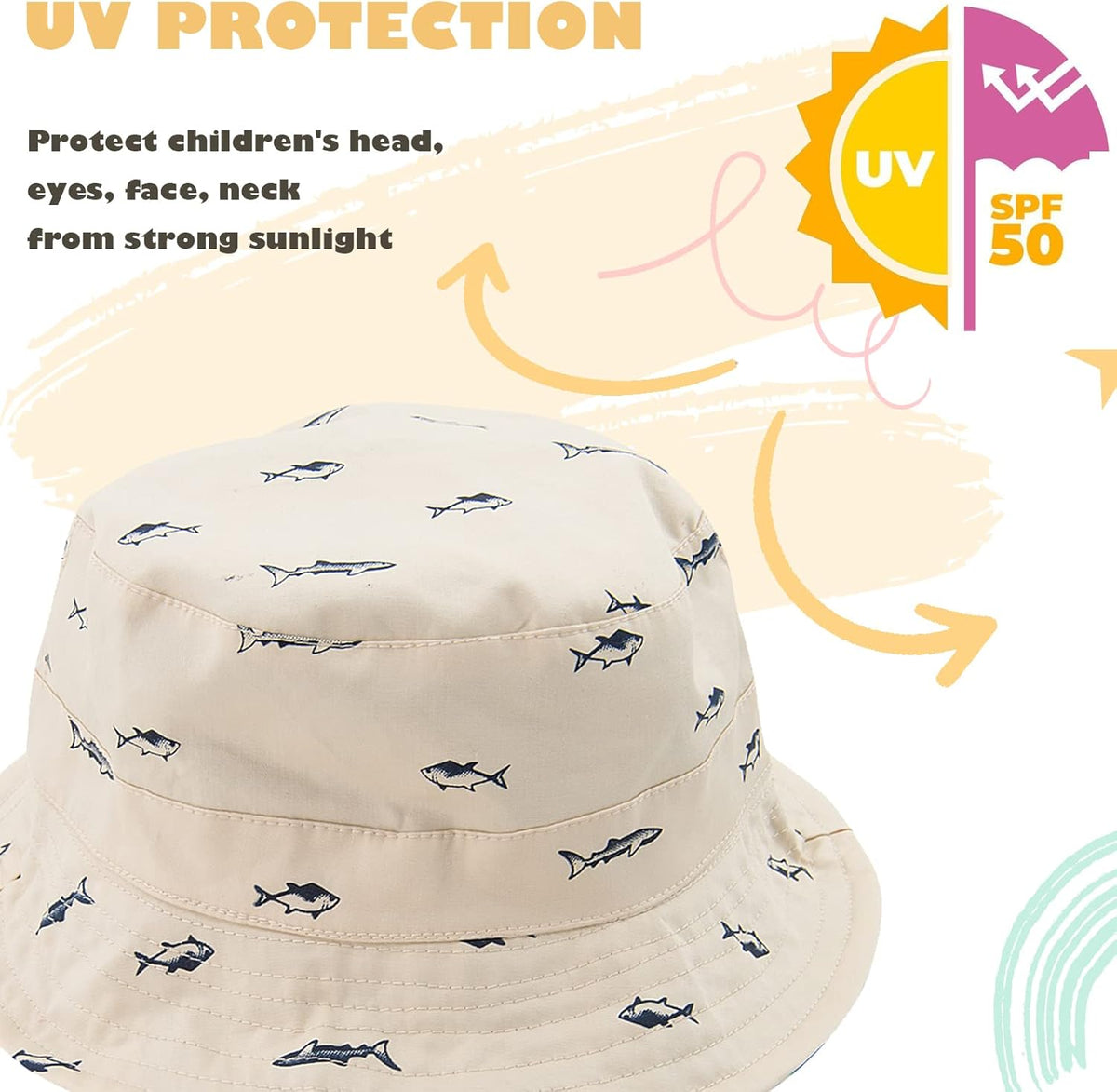 Durio Baby Bucket Sun Hat Toddler Hats Summer Beach Hat UPF 50+ Sun Protection Bucket Hats for Kids