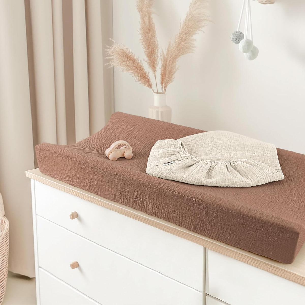 Bearmoss Changing Pad Cover, 2 Pack Muslin [100% Cotton] Diaper Changing Table Covers, 32'' x 16''