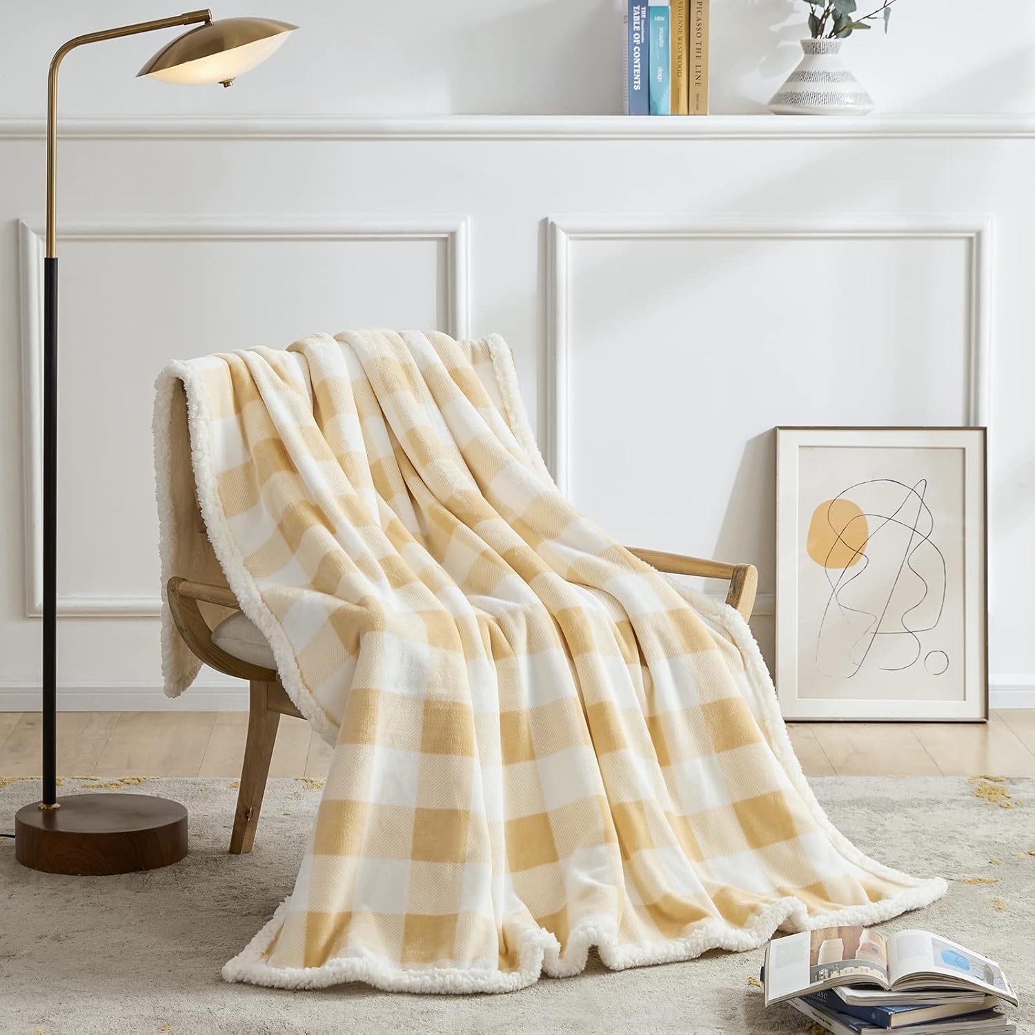 Touchat Sherpa Buffalo Plaid Twin Blanket 60" X 70", Fuzzy Fluffy Soft Cozy Throw Blanket, Fleece