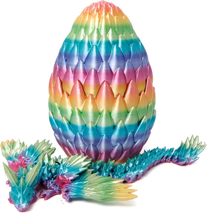 3D Printed Dragon Egg, Rainbow Flying Dragon in Colorful Eggs, Fidget Toy for Birthday Gift