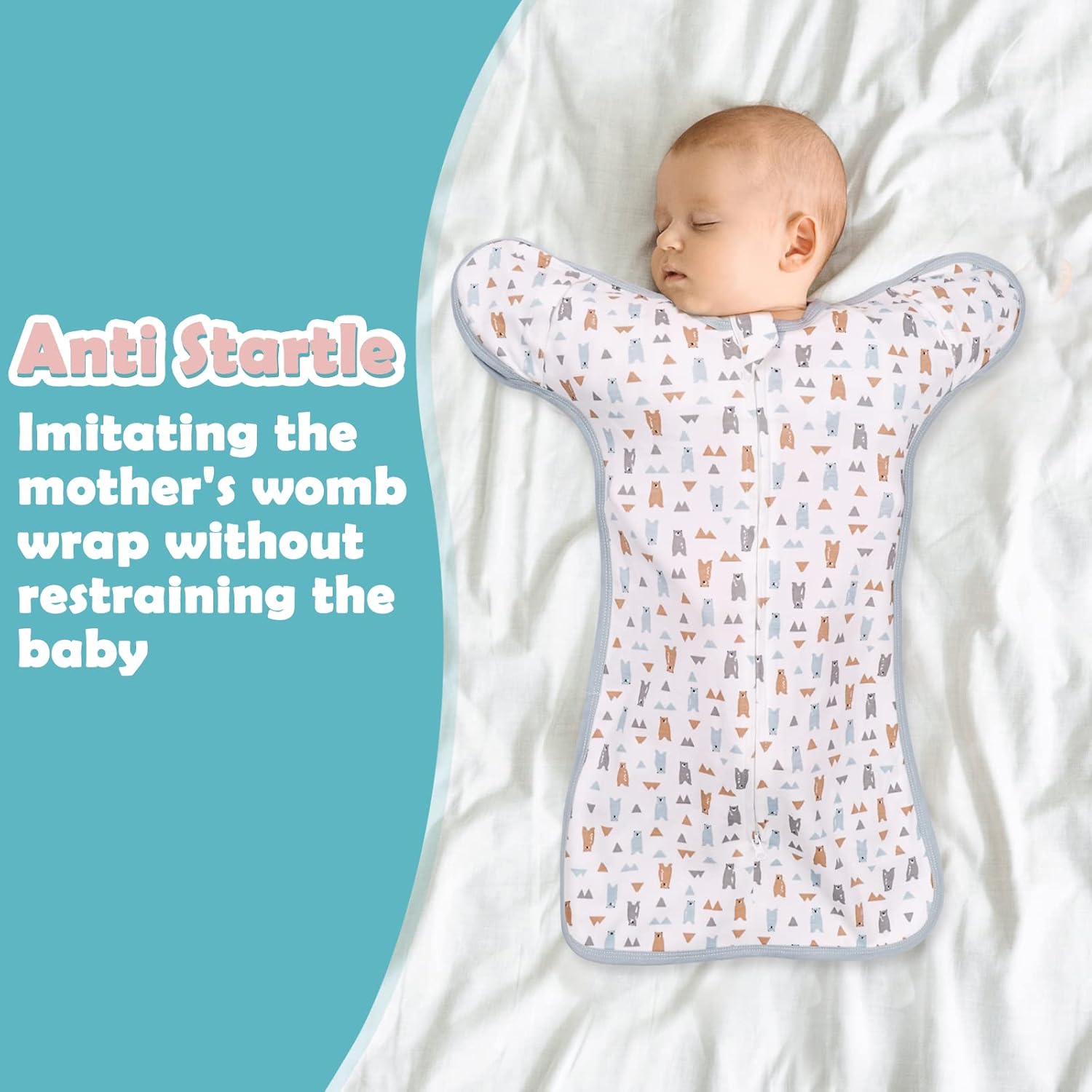 2 Pack Transition Swaddle with 2 Way Zipper, 2 in 1 Arms in/Out Transitional Arms Up Swaddle, 100%