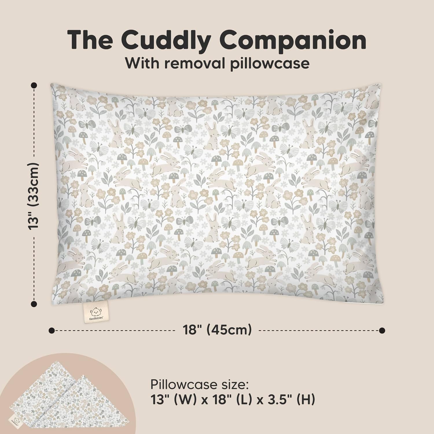 Toddler Pillow with Pillowcase - 13x18 My Little Cuddly Pillow, Viscose Derived From Bamboo Nursery